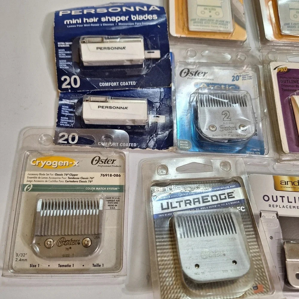 Lot‎ of 20 Andis Oster Wahl Clipper Blades T-Outliner GTX Mixed New Used